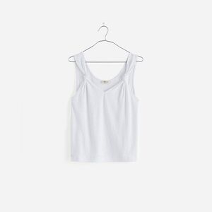 Madewell Womens Linen Blend Knotted-Strap Tank NR363 Size Small In White NWT
